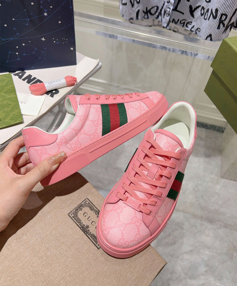 Gucci Unisex Ace Sneaker With Web 760774 Pink