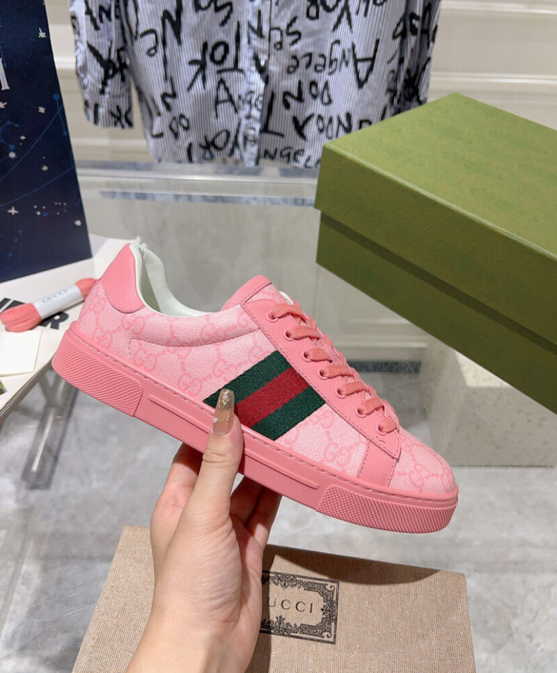 Gucci Unisex Ace Sneaker With Web 760774 Pink