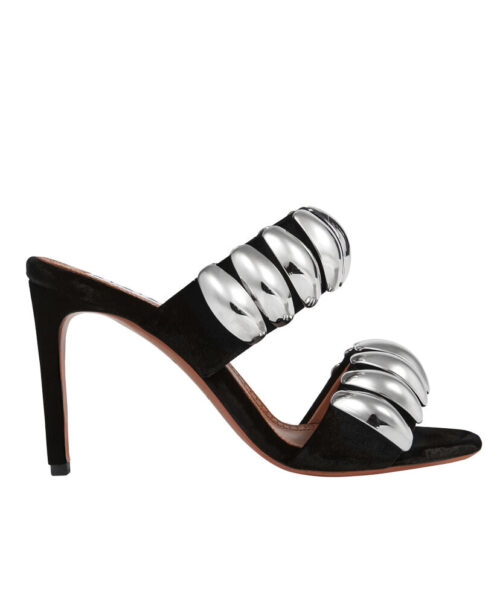 Alaia Women's Tribal Velvet Mules Black