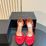 Alaia Women's High Fishnet Pumps With Studs