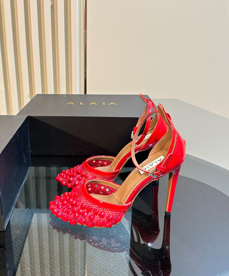 Alaia Women's High Fishnet Pumps With Studs
