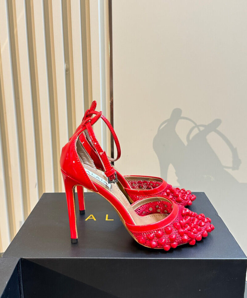 Alaia Women's High Fishnet Pumps With Studs