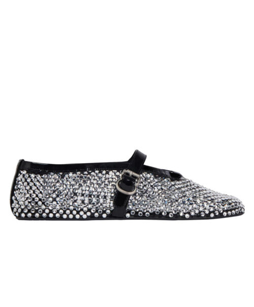 Alaia Women's Ballet Flats In Fishnet And Strass Black