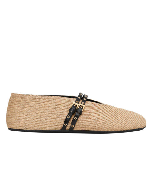 Alaia Women's Ballet Flats In Paper Straw Apricot