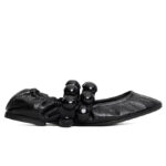 Alaia Women's Sphere Ballet Flats In Patent Leather Black