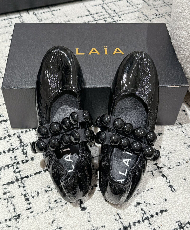 Alaia Women's Sphere Ballet Flats In Patent Leather Black