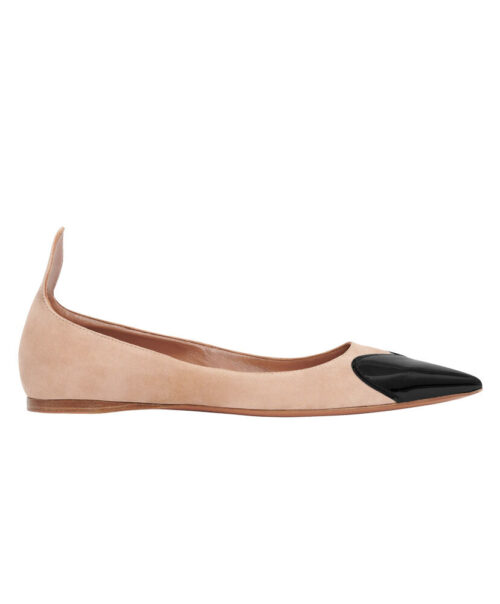 Alaia Women's Heart Ballerinas In Suede Goatskin And Patent Calfskin