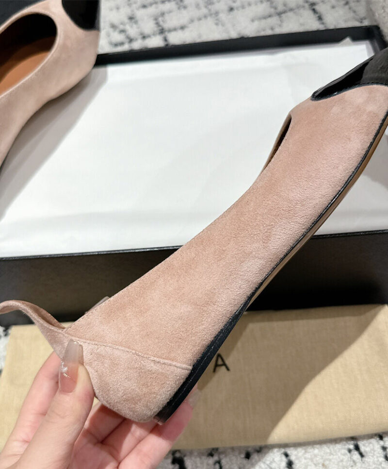 Alaia Women's Heart Ballerinas In Suede Goatskin And Patent Calfskin
