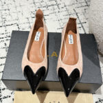 Alaia Women's Heart Ballerinas In Suede Goatskin And Patent Calfskin