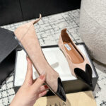 Alaia Women's Heart Ballerinas In Suede Goatskin And Patent Calfskin