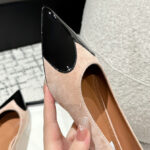 Alaia Women's Heart Ballerinas In Suede Goatskin And Patent Calfskin