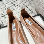 Alaia Women's Heart Ballerinas In Suede Goatskin And Patent Calfskin
