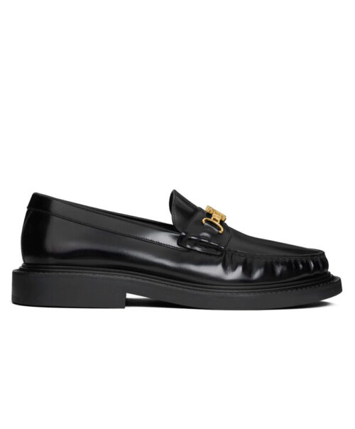 Celine Women's Universite Triomphe Chain Loaffer In Polished Bull Black