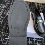 Celine Women's Universite Triomphe Chain Loaffer In Polished Bull Black