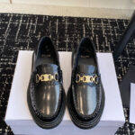 Celine Women's Universite Triomphe Chain Loaffer In Polished Bull Black