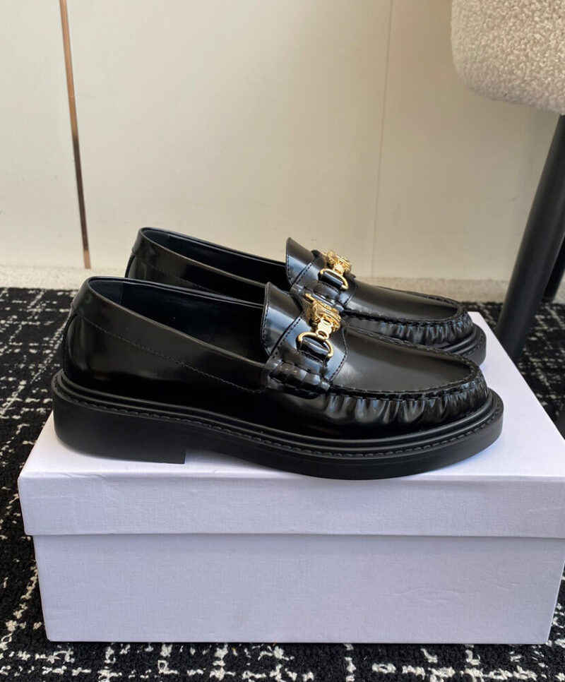 Celine Women's Universite Triomphe Chain Loaffer In Polished Bull Black