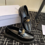 Celine Women's Universite Triomphe Chain Loaffer In Polished Bull Black
