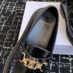 Celine Women's Universite Triomphe Chain Loaffer In Polished Bull Black