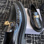 Celine Women's Universite Triomphe Chain Loaffer In Polished Bull Black