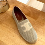 Celine Women's Les Espadrilles Celine With Triomphe Signature In Striped Canvas & Embroidered Patch Cream