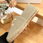 Celine Women's Les Espadrilles Celine With Triomphe Signature In Striped Canvas & Embroidered Patch Cream