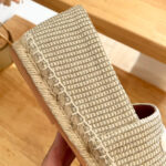 Celine Women's Les Espadrilles Celine With Triomphe Signature In Striped Canvas & Embroidered Patch Cream
