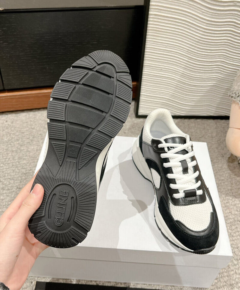Celine Women's Runner Cr-03 Low Lace-Up Sneaker In Mesh Black