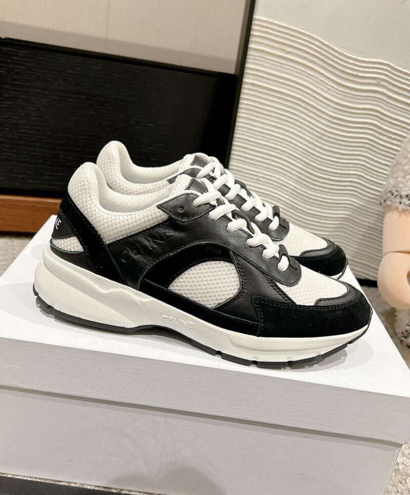 Celine Women's Runner Cr-03 Low Lace-Up Sneaker In Mesh Black