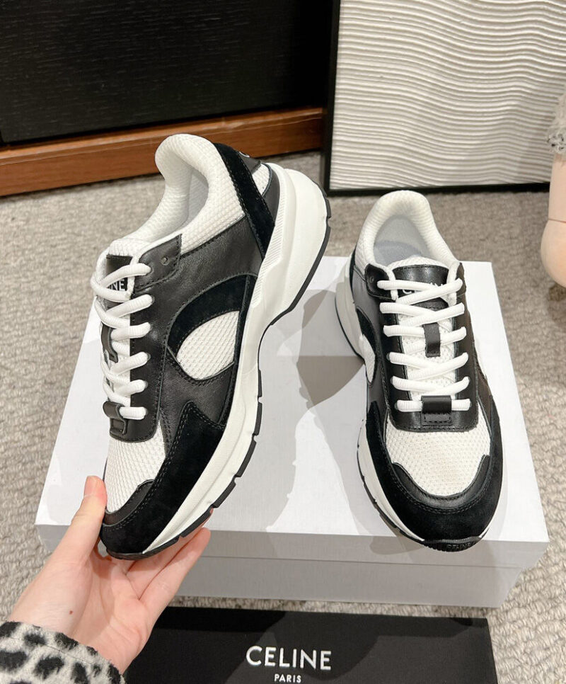 Celine Women's Runner Cr-03 Low Lace-Up Sneaker In Mesh Black