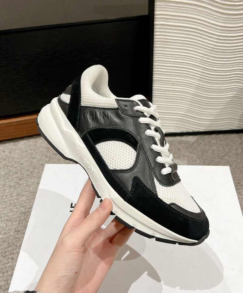 Celine Women's Runner Cr-03 Low Lace-Up Sneaker In Mesh Black