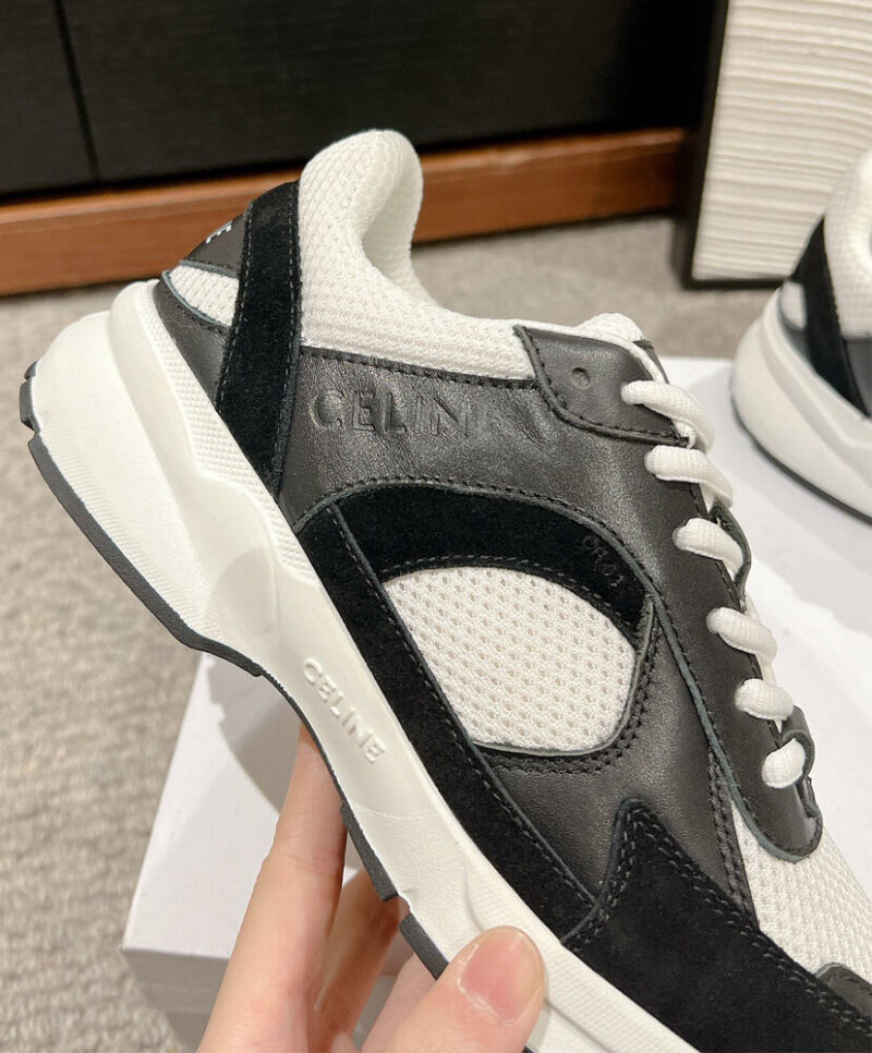 Celine Women's Runner Cr-03 Low Lace-Up Sneaker In Mesh Black