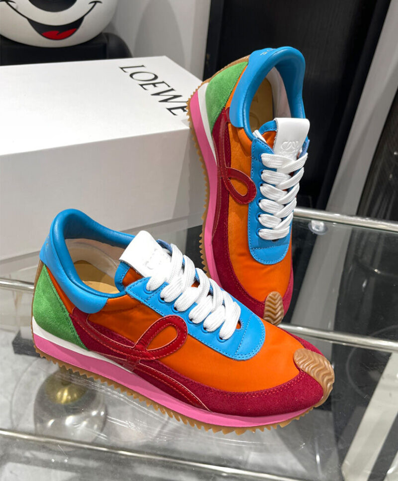 Loewe Unisex Flow Runner In Nylon And Suede Red