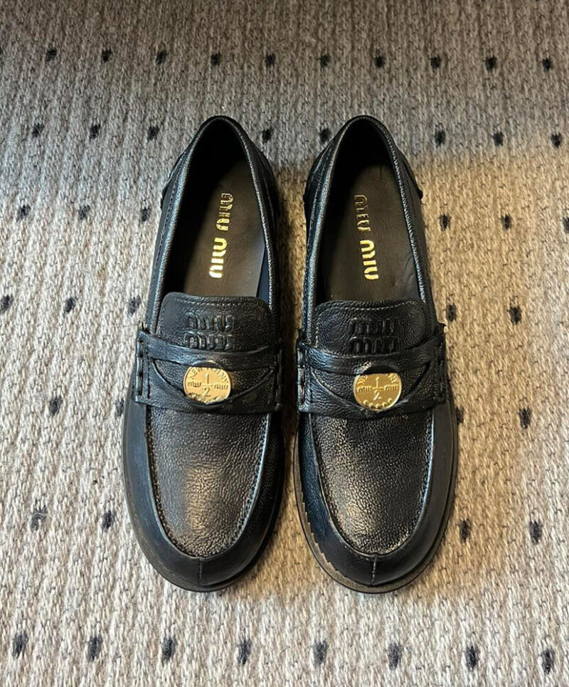 Miumiu Women's Calfskin Penny Loafers Black