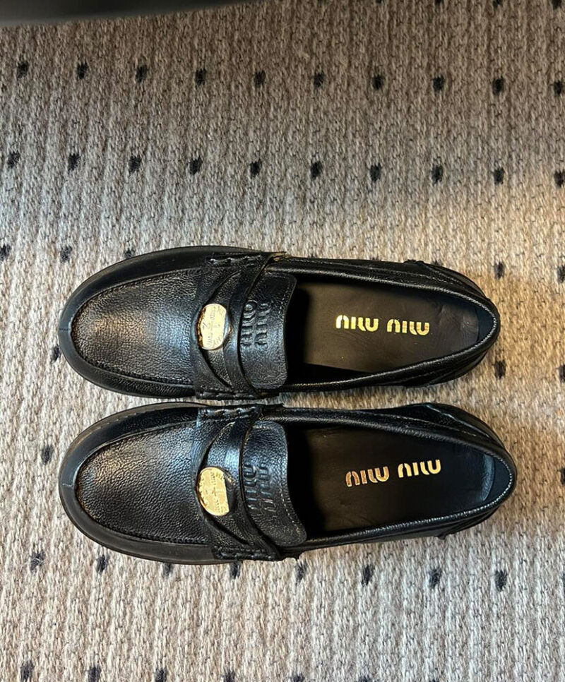 Miumiu Women's Calfskin Penny Loafers Black