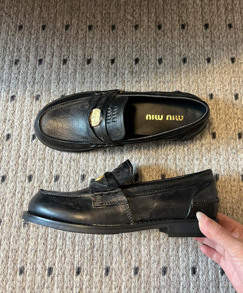 Miumiu Women's Calfskin Penny Loafers Black