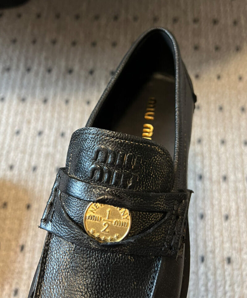 Miumiu Women's Calfskin Penny Loafers Black