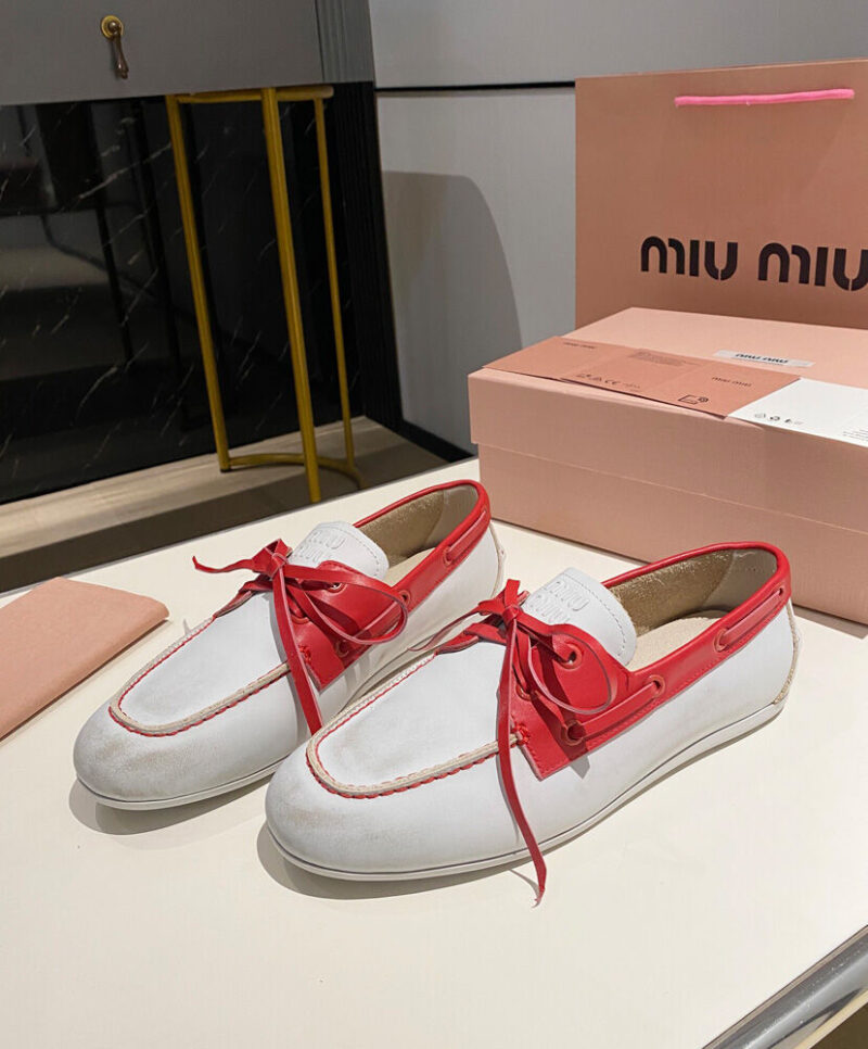 Miumiu Women's Unlined Bleached Two-tone Leather Loafers