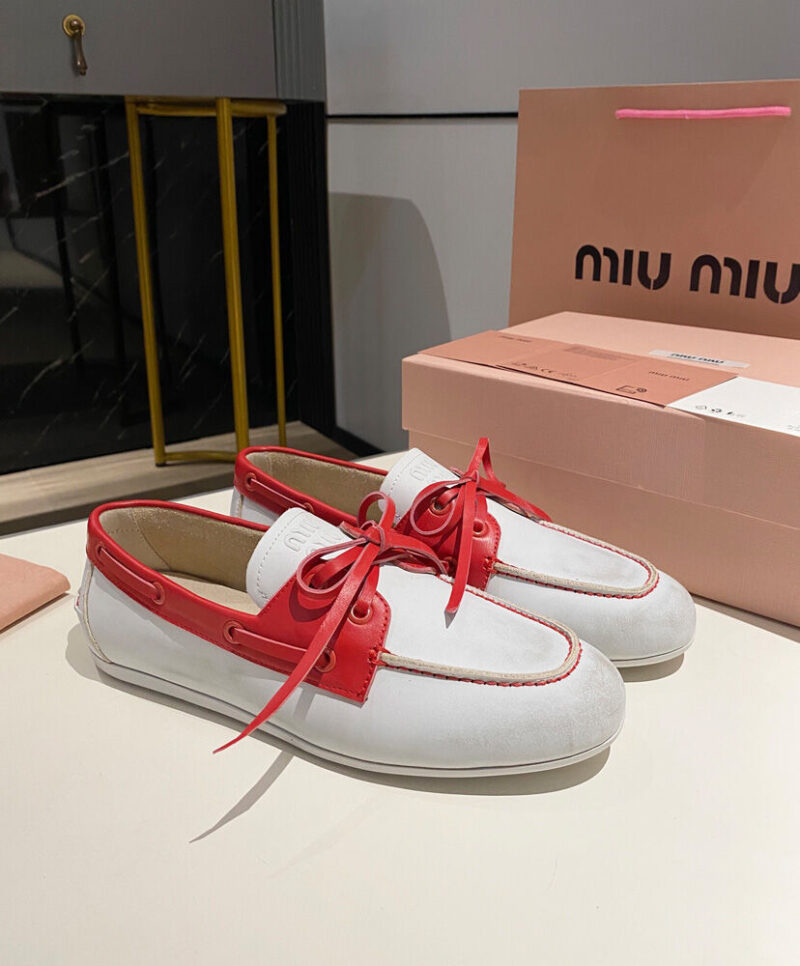 Miumiu Women's Unlined Bleached Two-tone Leather Loafers