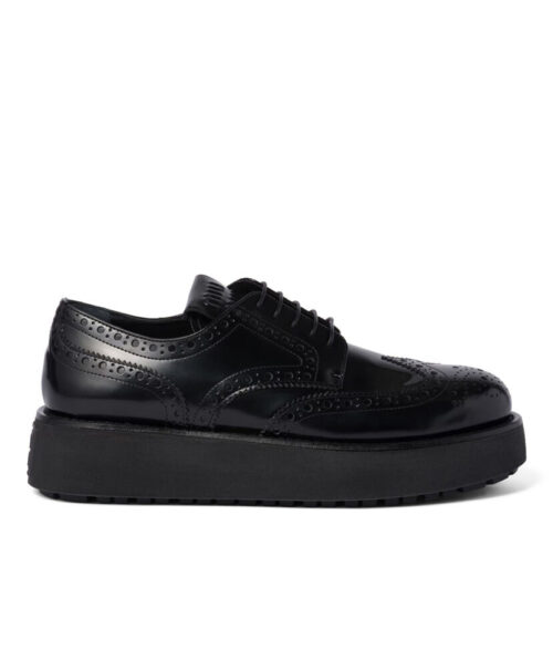 Miumiu Women's Brushed Leather Oxford Brogues 5E177E Black