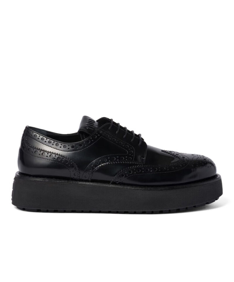 Miumiu Women's Brushed Leather Oxford Brogues 5E177E Black