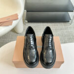 Miumiu Women's Brushed Leather Oxford Brogues 5E177E Black