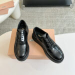 Miumiu Women's Brushed Leather Oxford Brogues 5E177E Black