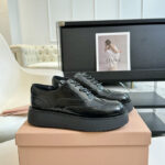 Miumiu Women's Brushed Leather Oxford Brogues 5E177E Black