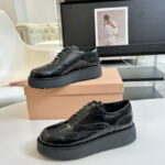Miumiu Women's Brushed Leather Oxford Brogues 5E177E Black