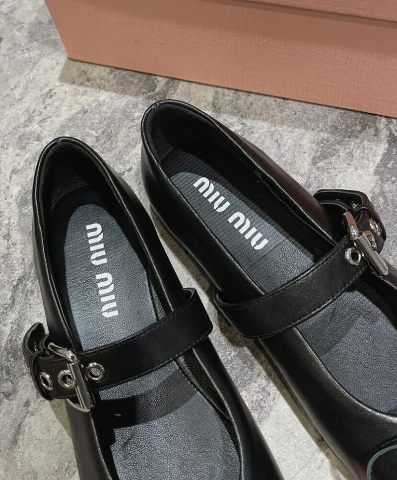 Miumiu Women's Leather Ballerinas Black