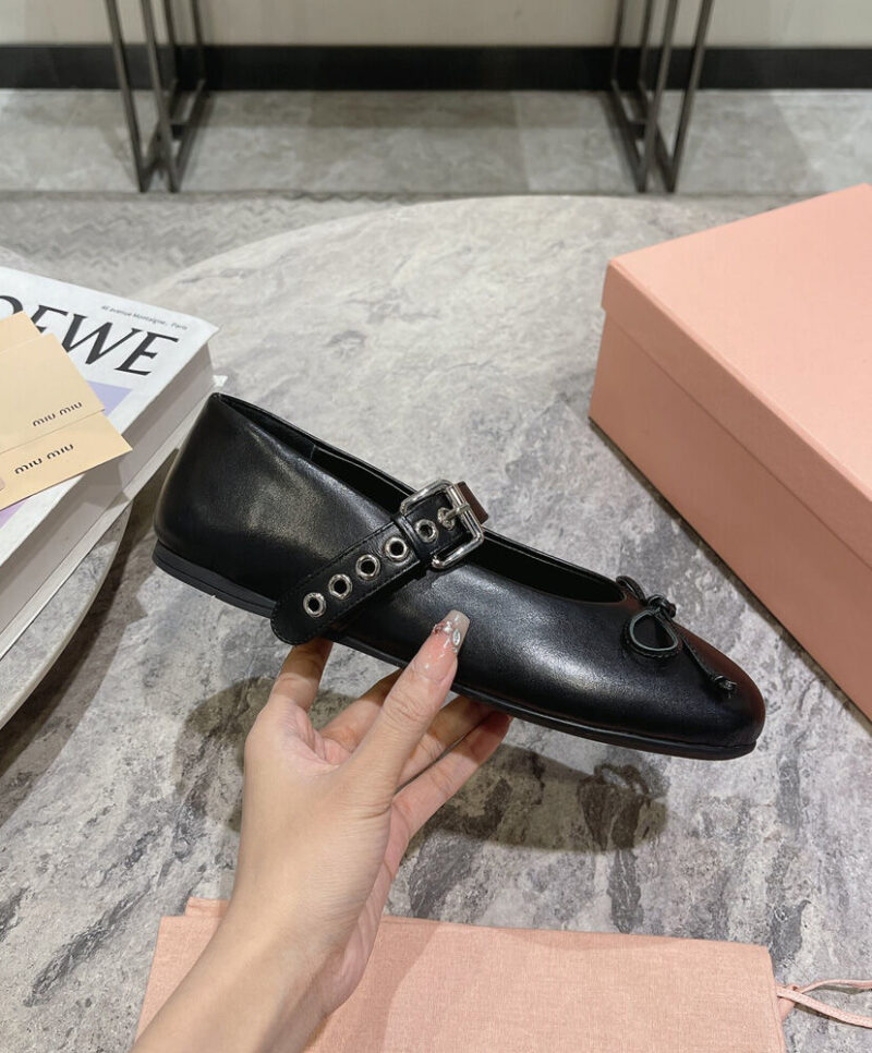 Miumiu Women's Leather Ballerinas Black