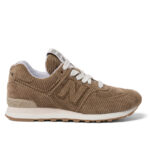Miumiu x New Balance 574 Striped Velvet Sneakers Dark Coffee