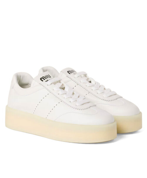 Miumiu Women's Leather Sneakers White