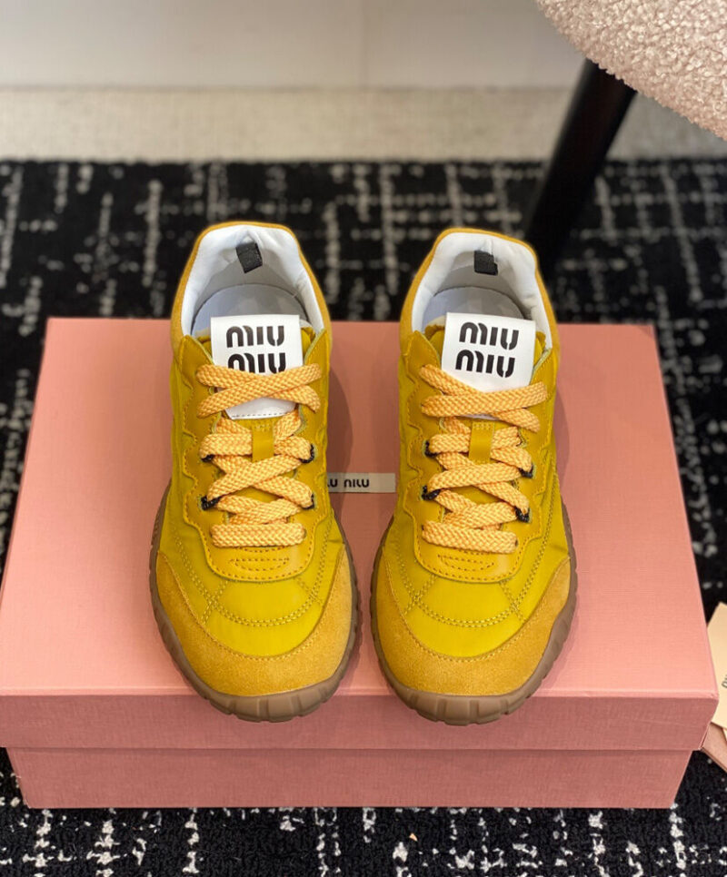 Miumiu Women's Tyre Technical Fabric And Suede Sneakers