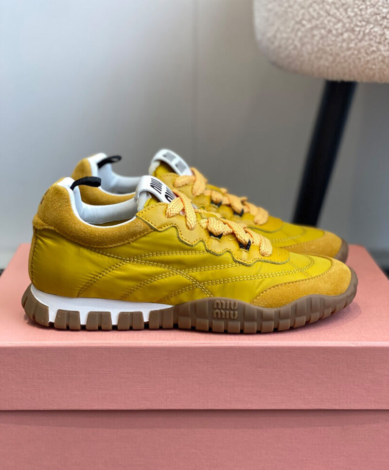 Miumiu Women's Tyre Technical Fabric And Suede Sneakers